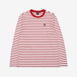 Fila Striped Round Férfi T-shirt Sötét Piros | HU-85902